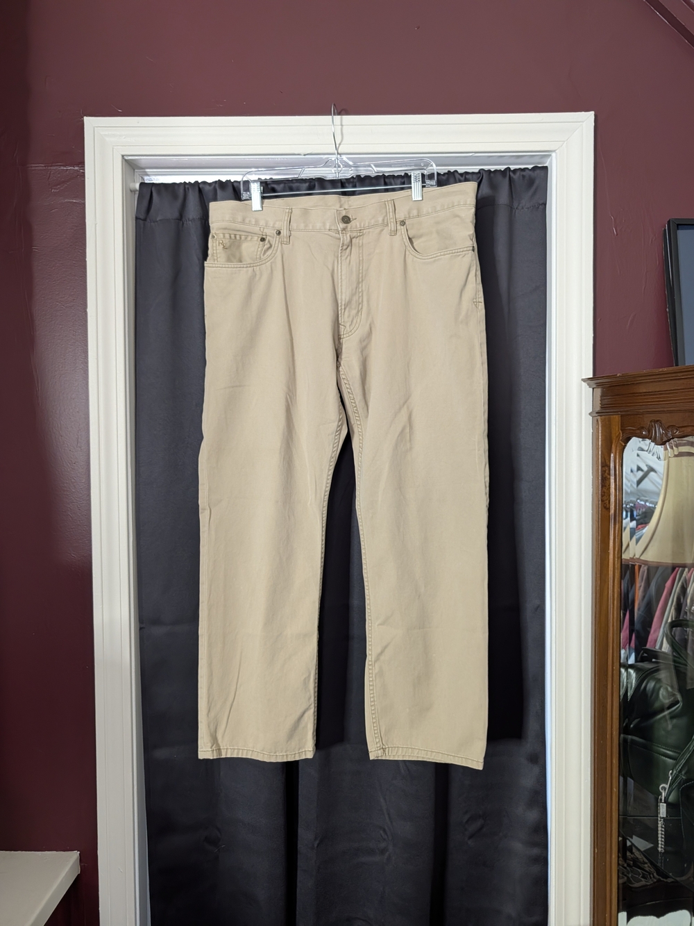 POLO Ralph Lauren Men's Tan Khali RL Logo Leather Patch Mens Chino Pants 36x30